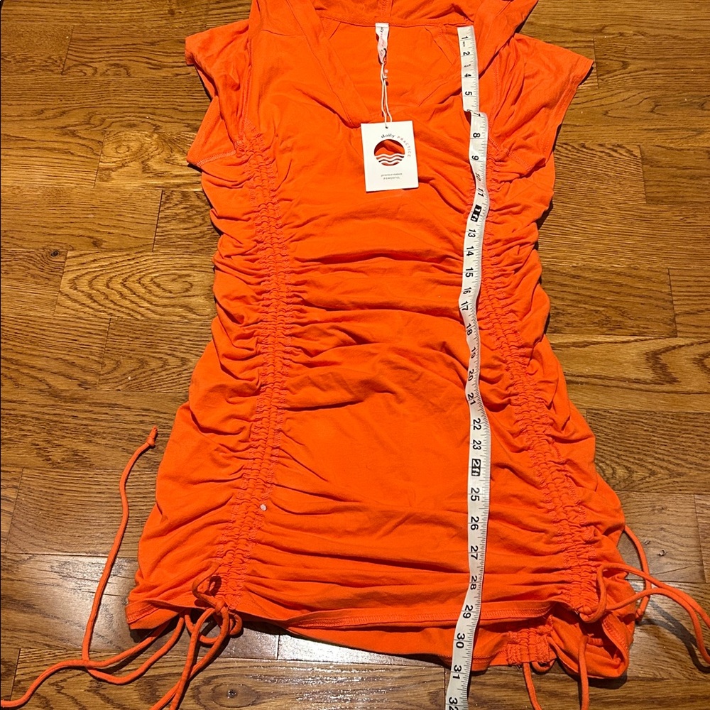 Orange Ruched Mini Dress - Picture 10 of 14